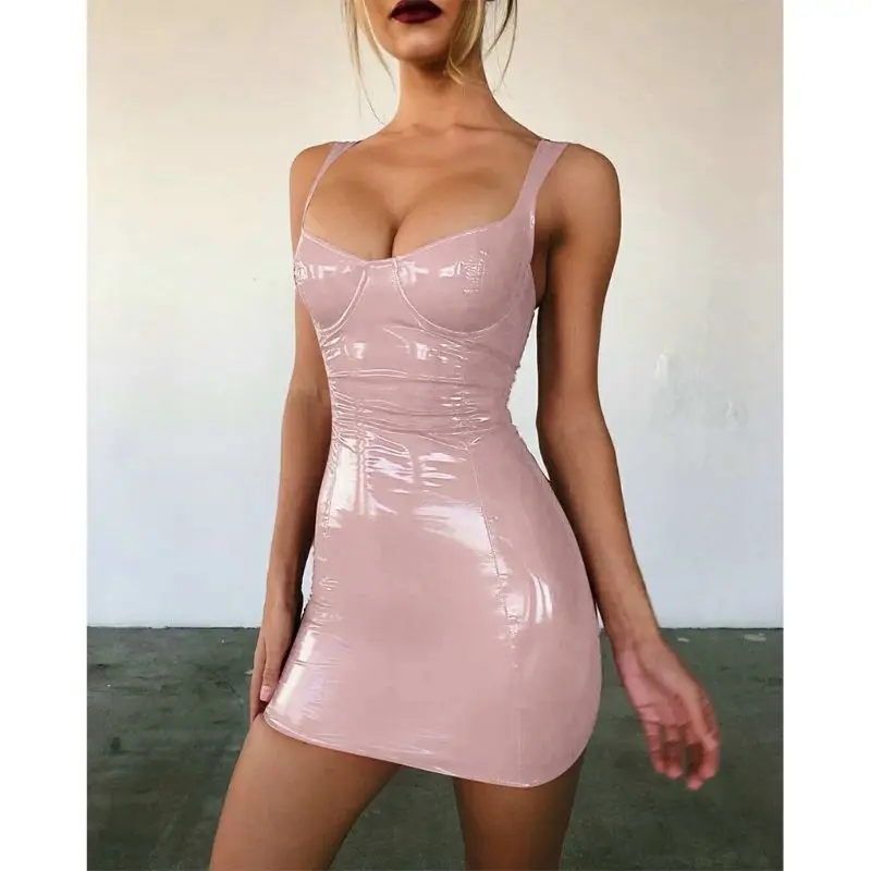 Women's Sexy PU Leather V Neck Bodycon Strappy Sleeveless Clubwear Mini Pencil Dress
Women's Sexy PU Leather V Neck Bodycon Strappy Sleeveless Clubwear Mini Pencil Dress