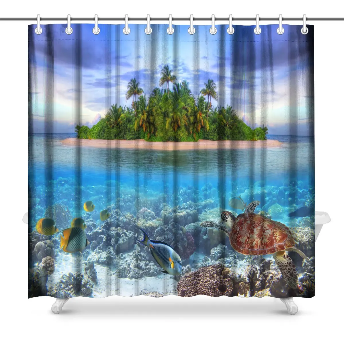 Tropical Island of Maldives Polyester Fabric Waterproof Bathroom Decor Set with Hooks Shower Curtains
Tropical Island of Maldives Polyester Fabric Waterproof Bathroom Decor Set with Hooks Shower Curtains