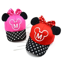 Шляпа для маленьких девочек, детская бейсболка с бантиком и ушами Микки, Snapback, бейсбольная кепка для мальчика, весенняя шапка-ведро, Осенняя ...(China)