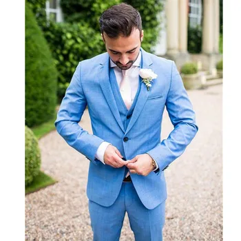 Men's suit sky blue lapel Single-breasted men's business casual West Slim three-piece suit custom dance men's suit
Men's suit sky blue lapel Single-breasted men's business casual West Slim three-piece suit custom dance men's suit