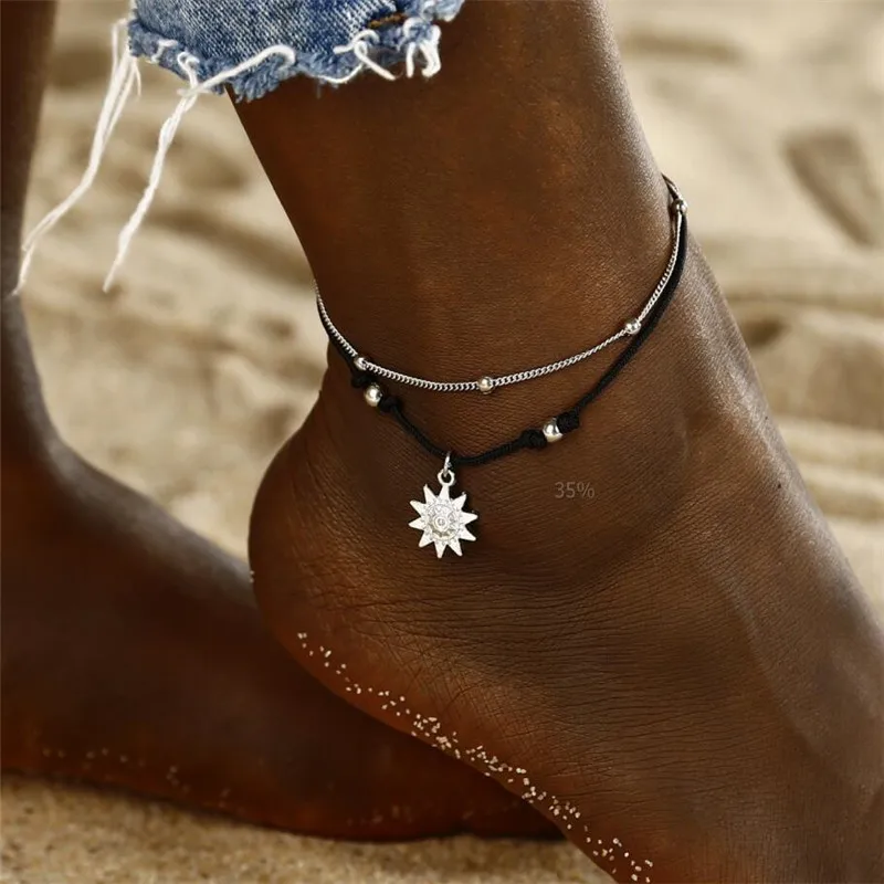 New Hand-woven Boho Anklet Flowers Sun Shape Ladies Simple Jewelry Foot Ankle Bracelet JSZ2
New Hand-woven Boho Anklet Flowers Sun Shape Ladies Simple Jewelry Foot Ankle Bracelet JSZ2