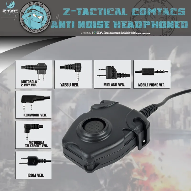 

Z-tac Tactical Headphone Peltor Ptt Z112 Headset Adapter 1-2 Pin Airsoft Walkie Talkie Accessories