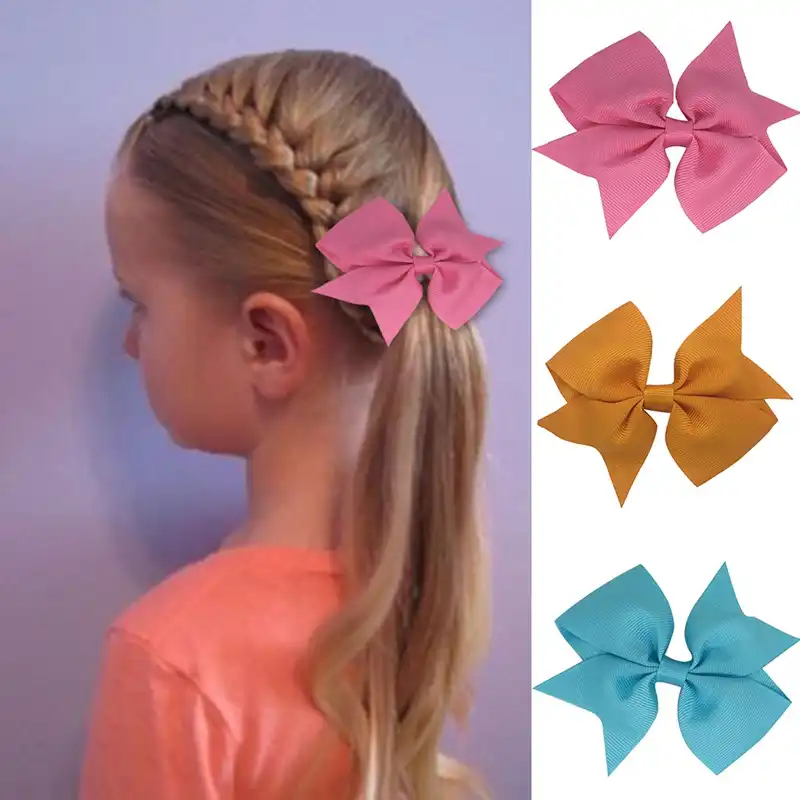 Kids Hair Bows Alligator Clip Grosgrain Ribbon Headband Chilren