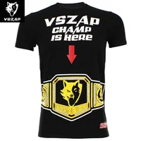 vszap Men's Short Sleeve Champion Jersey for Boxing Training MMA Kick Boxing Top Tees Sports Jerseys Muay Thai Q image