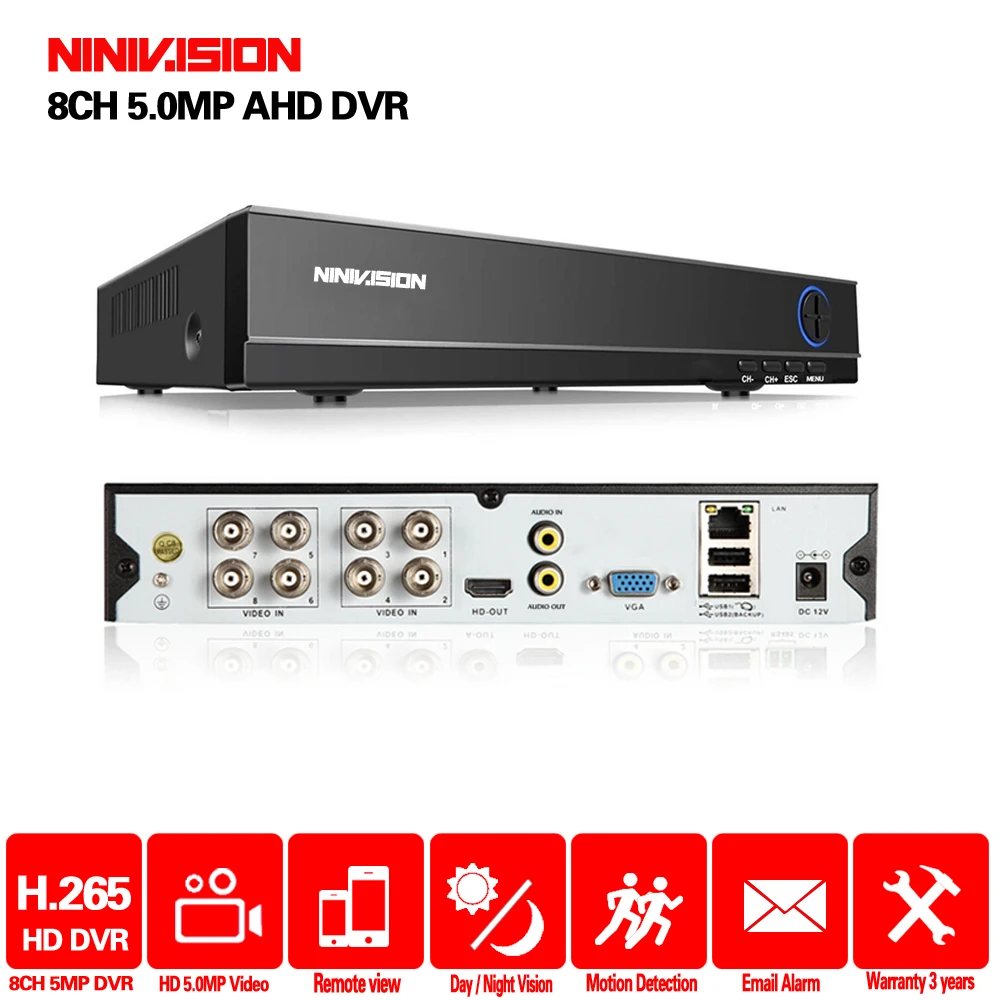 

5 IN 1 H.265 5MP AHD DVR NVR XVR CCTV 4Ch 8Ch 1080P 4MP 5MP Hybrid Security DVR Recorder Camera Onvif RS485 Coxial Control P2P