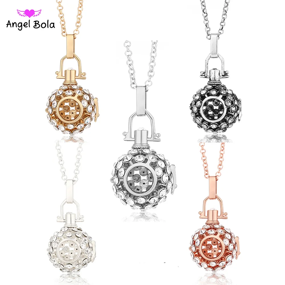 20.5mm Crystal Essential Oil Cage Pendant Diffuser Necklaces Angel Bola Jewelry fit DIY Harmony Caller Chain Necklaces NL042
20.5mm Crystal Essential Oil Cage Pendant Diffuser Necklaces Angel Bola Jewelry fit DIY Harmony Caller Chain Necklaces NL042