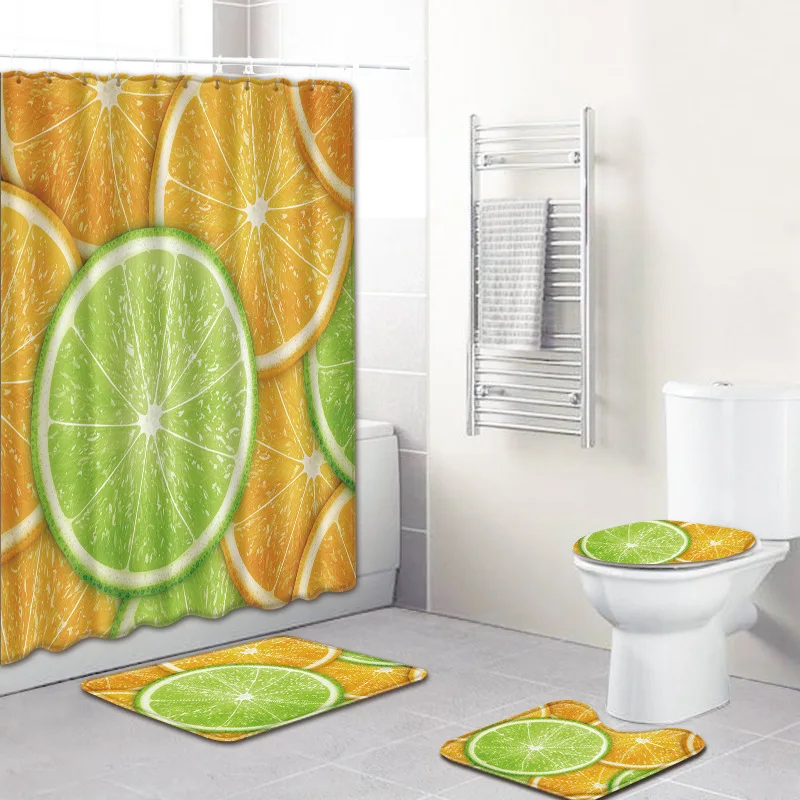 Lemon Cherry Watermelon 4pcs/set Shower Curtain Pedestal Rug Lid Toilet Cover Mat Bath Mat Set Bathroom Curtains with 12 Hooks
Lemon Cherry Watermelon 4pcs/set Shower Curtain Pedestal Rug Lid Toilet Cover Mat Bath Mat Set Bathroom Curtains with 12 Hooks