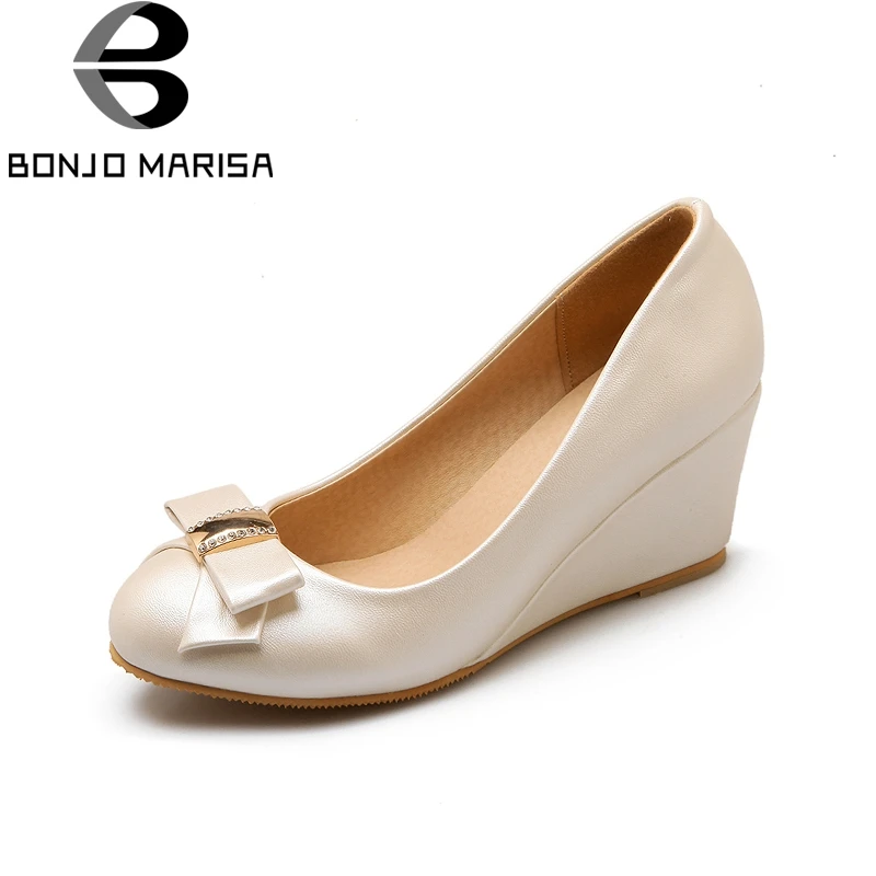 BONJOMARISA Brand Wholesale Large Size 30-43 Women Shoes Spring Pumps Sweet Bow Wedges Heels Footwear Shoes Woman
BONJOMARISA Brand Wholesale Large Size 30-43 Women Shoes Spring Pumps Sweet Bow Wedges Heels Footwear Shoes Woman