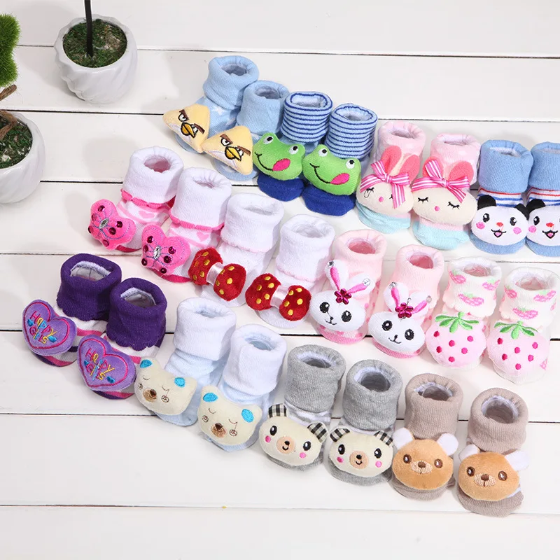 

Newborn Baby Cartoon Socks For Boys and Girls Toddler Infantil Anti-Slip Cotton Animal Sock With Rubber Soles Meias 4pairs/lot