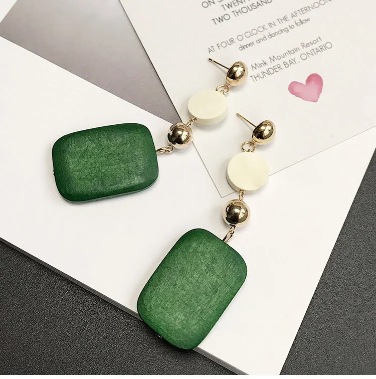 2018 New Arrivals Fashion Personality Diy Wooden Geometric Square 2018 New Arrivals Fashion Personality Diy Wooden Geometric Square Round Connection Long Statement Drop Earrings Women Jewelry Fine Jewels