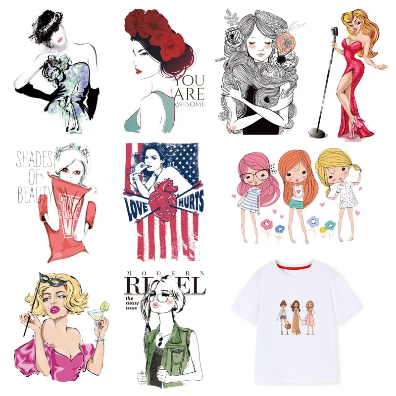 Sexy Fashion Cool Girl Iron-On Heat Transfer Ironing Stickers Kid Clothing T-shirt Thermal Patches Washable Decal DIY Appliques
Sexy Fashion Cool Girl Iron-On Heat Transfer Ironing Stickers Kid Clothing T-shirt Thermal Patches Washable Decal DIY Appliques