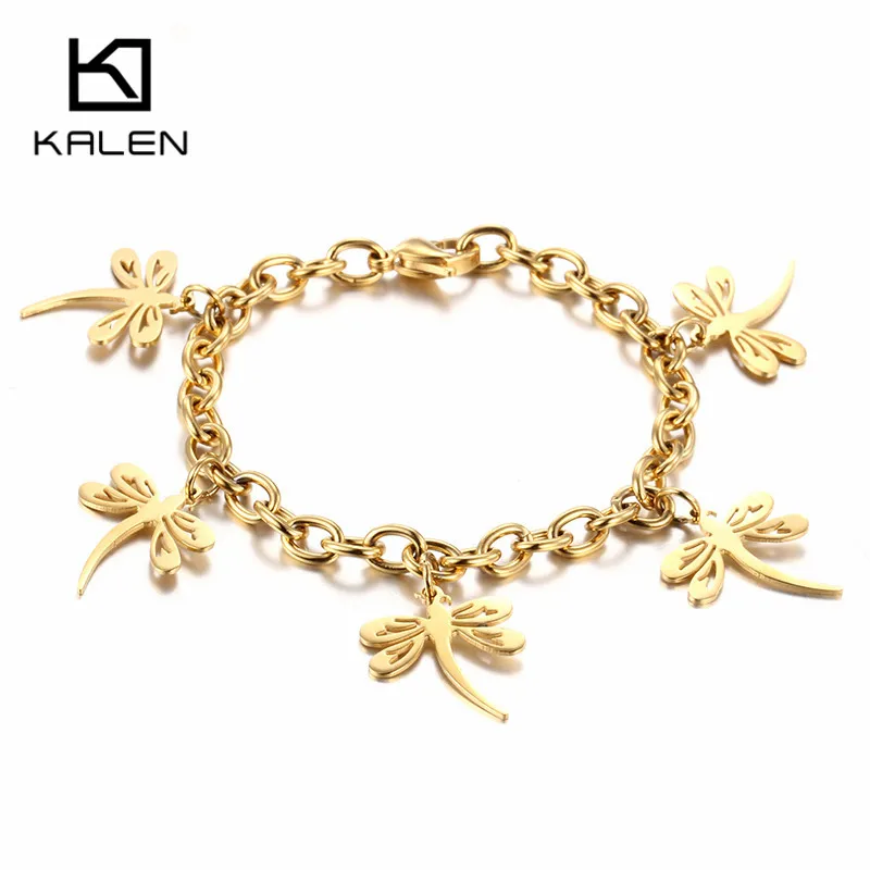 KALEN Cute Dragonfly Lobster Bracelets For Women Gold Color Link Chain Stainless Steel Bracelets Bangles Jewelry Women Lady Gift
KALEN Cute Dragonfly Lobster Bracelets For Women Gold Color Link Chain Stainless Steel Bracelets Bangles Jewelry Women Lady Gift