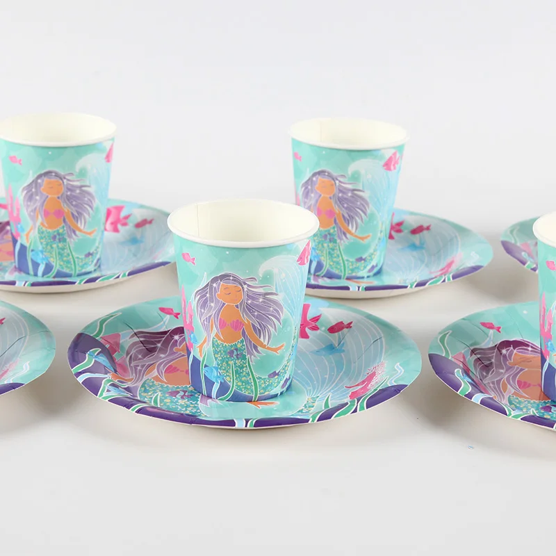 24pcs/lot Cartoon Mermaid Disposable Party Tableware Birthday Ocean Theme Disposable Dishware Decoration for Kids Party Supplies
24pcs/lot Cartoon Mermaid Disposable Party Tableware Birthday Ocean Theme Disposable Dishware Decoration for Kids Party Supplies