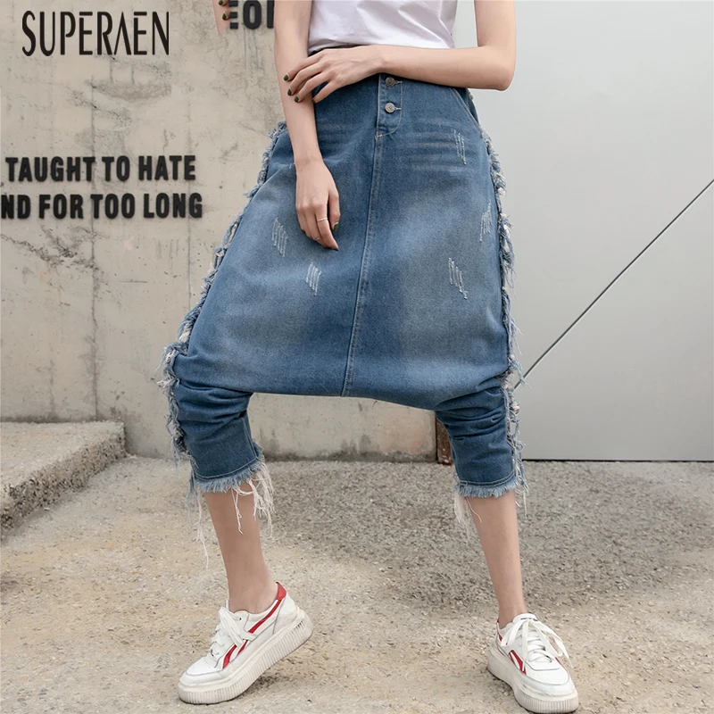 

SuperAen Fashion Women Jeans Harem Pants Loose Pluz Size Wild Casual Ladies Jeans Summer New 2019 Europe Jeans Female