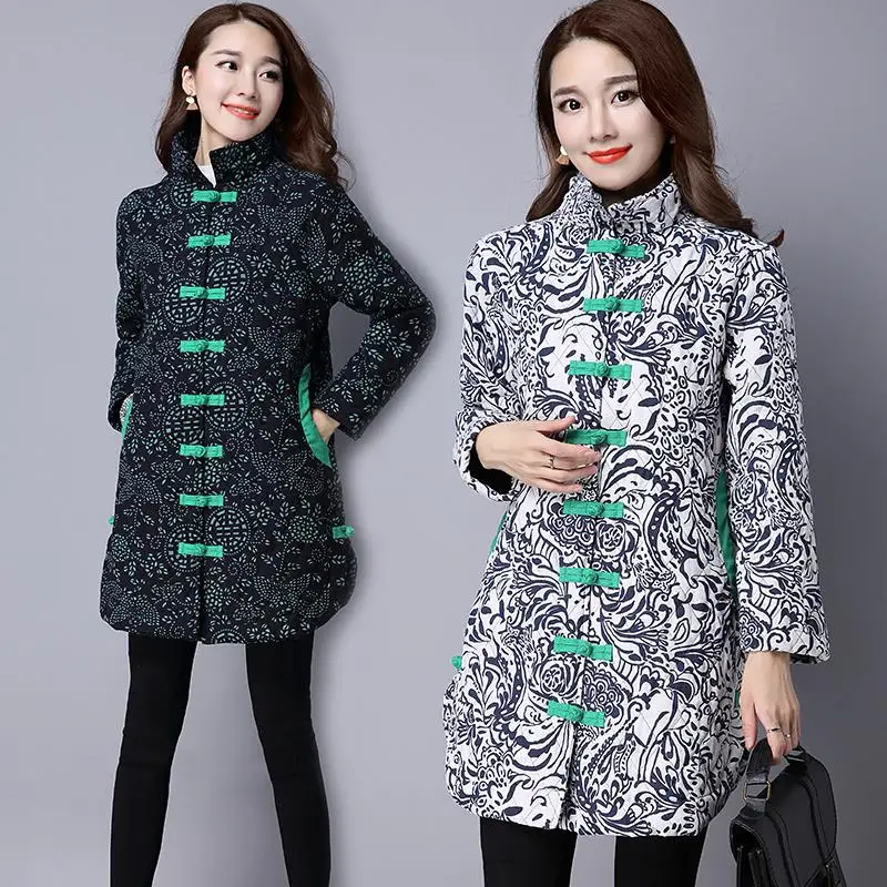 2019 New Winter Women Floral Printed Coats Chinese Style Parka Plus Size Ladies Long Cotton-Padded Jacket Female Outwear
2019 New Winter Women Floral Printed Coats Chinese Style Parka Plus Size Ladies Long Cotton-Padded Jacket Female Outwear