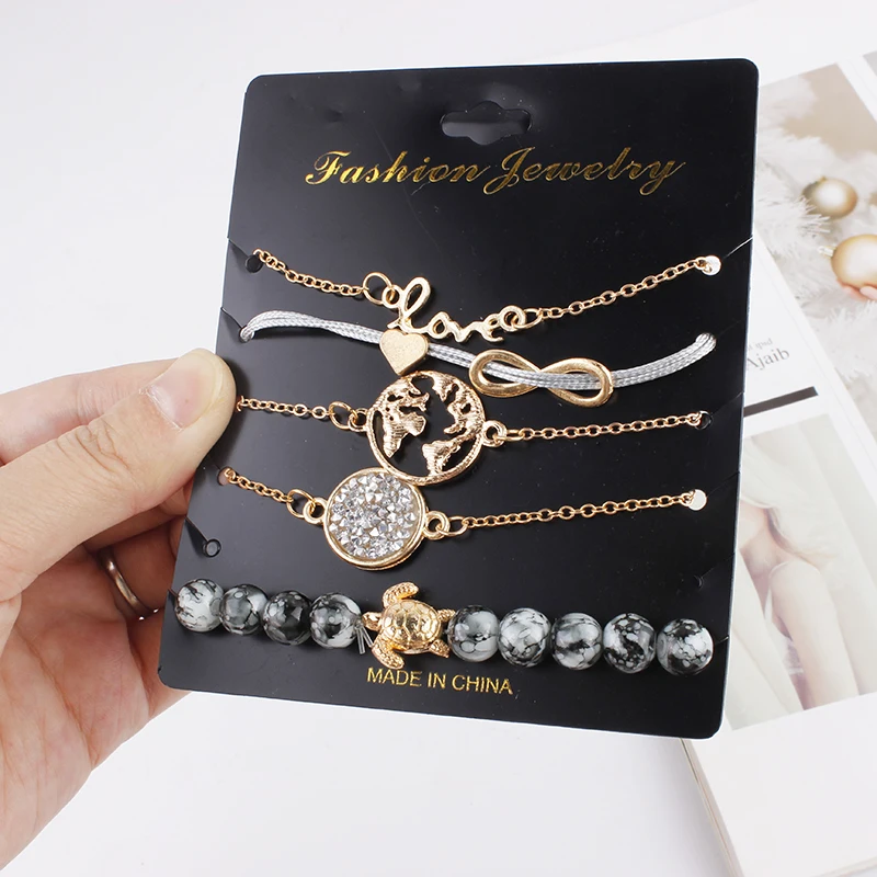 F&U 5 Pcs/Set Circle With Rhinestones Dec. Turtle Rhinestone Beads Multilayer & Pink Golden Colors Bracelet Set Charm For Girls
F&U 5 Pcs/Set Circle With Rhinestones Dec. Turtle Rhinestone Beads Multilayer & Pink Golden Colors Bracelet Set Charm For Girls