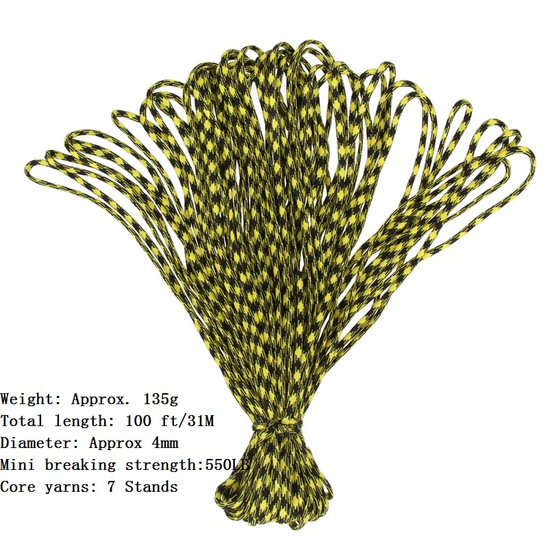 Paracord 550 100FT 31 Meters Paracord Rope Cuerda Escalada Mil Spec Type Parachute Cord Lanyard Rope Survival Rope Travel Kits
Paracord 550 100FT 31 Meters Paracord Rope Cuerda Escalada Mil Spec Type Parachute Cord Lanyard Rope Survival Rope Travel Kits