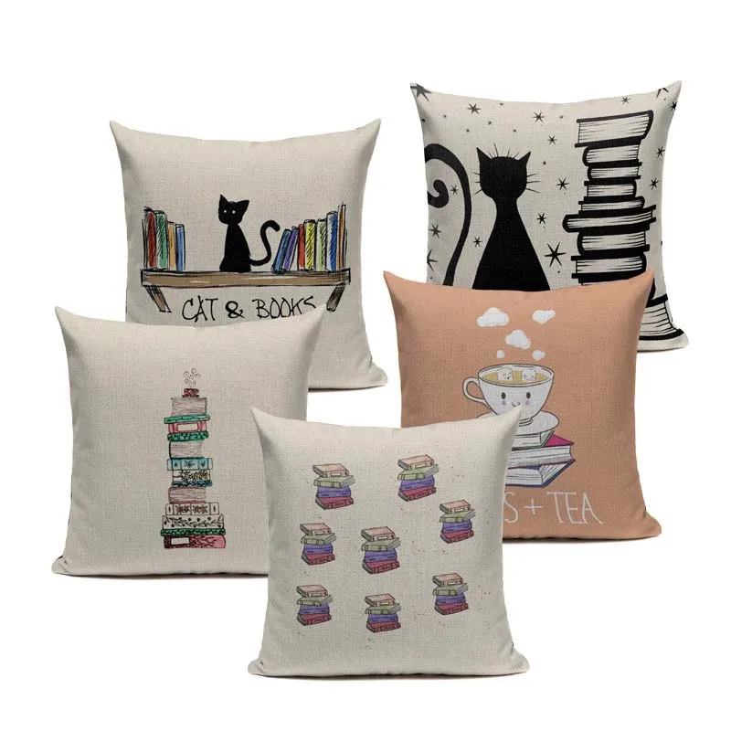 Cat Happy Reading More Book Cushion Cover Customized Linen Pillowcase Home Sofa Decorative Custom Letter Throw Decor Cojines
Cat Happy Reading More Book Cushion Cover Customized Linen Pillowcase Home Sofa Decorative Custom Letter Throw Decor Cojines