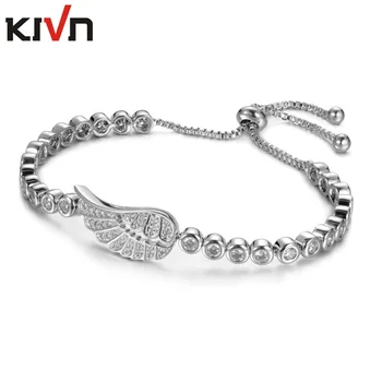 KIVN Fashion Jewelry Adjustable CZ Cubic Zirconia Angel Wing Feather Bridal Wedding Bracelets for Women Girls Birthday Gifts
KIVN Fashion Jewelry Adjustable CZ Cubic Zirconia Angel Wing Feather Bridal Wedding Bracelets for Women Girls Birthday Gifts