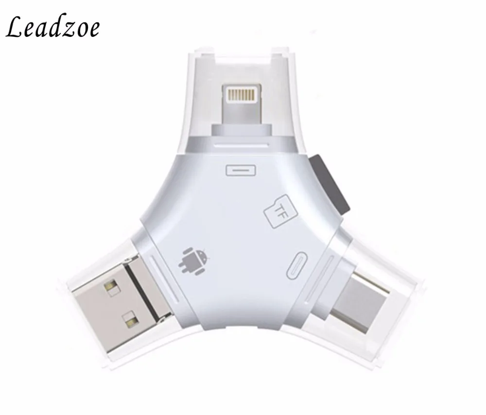 4 in 1 Type c Lightning Micro USB USB 2.0 Memory Card Reader Micro SD Card Reader For Android iPad iPhone 7 plus 6s OTG Reader
4 in 1 Type c Lightning Micro USB USB 2.0 Memory Card Reader Micro SD Card Reader For Android iPad iPhone 7 plus 6s OTG Reader