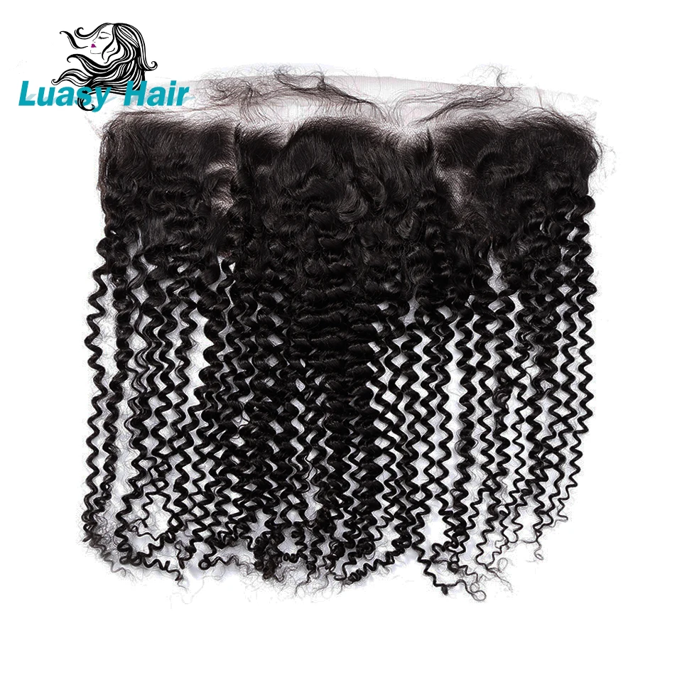 

Luasy Brazilian Hair Lace Frontal Closure With Baby Hair Ear To Ear Pre Plucked 13X4 Afro Kinky Curly Remy Human Hair Closure