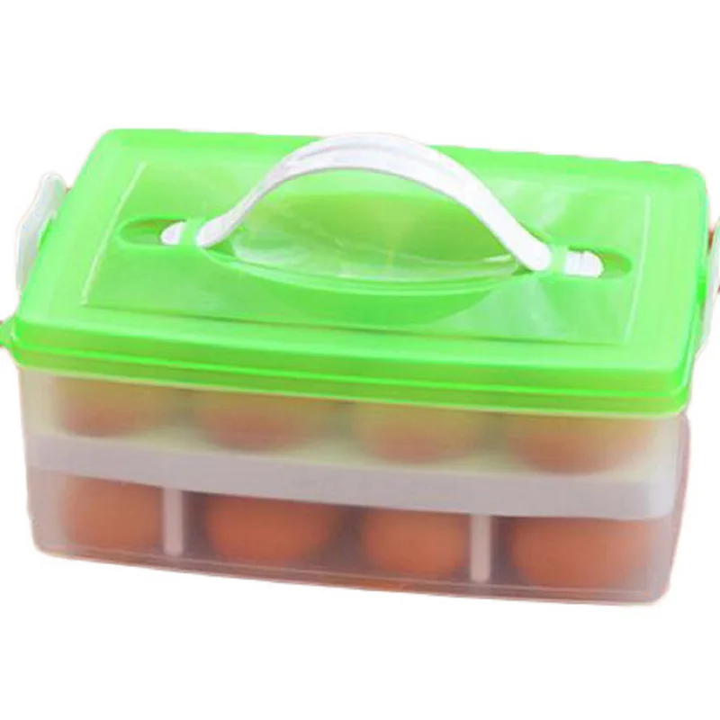 Image 24 Grid Bilayer Eggs Organizer Refrigerator Egg Storing Kitchen Outdoor Portable Container for Storage Egg Box
