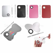 Из нержавеющей стали для макияжа смеситель ногтей лак палитра для смешивания Фонд Тени для век Смешивание палитры + шпатель разных форм(China)