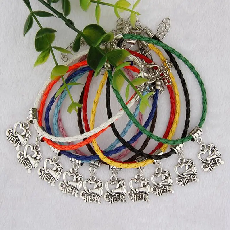 50pcs Fashion Jewelry Vintage Silver I Love Cheering Charm Multicolor Braided Rope Protection Bracelets Bracelet Women Free D379
50pcs Fashion Jewelry Vintage Silver I Love Cheering Charm Multicolor Braided Rope Protection Bracelets Bracelet Women Free D379