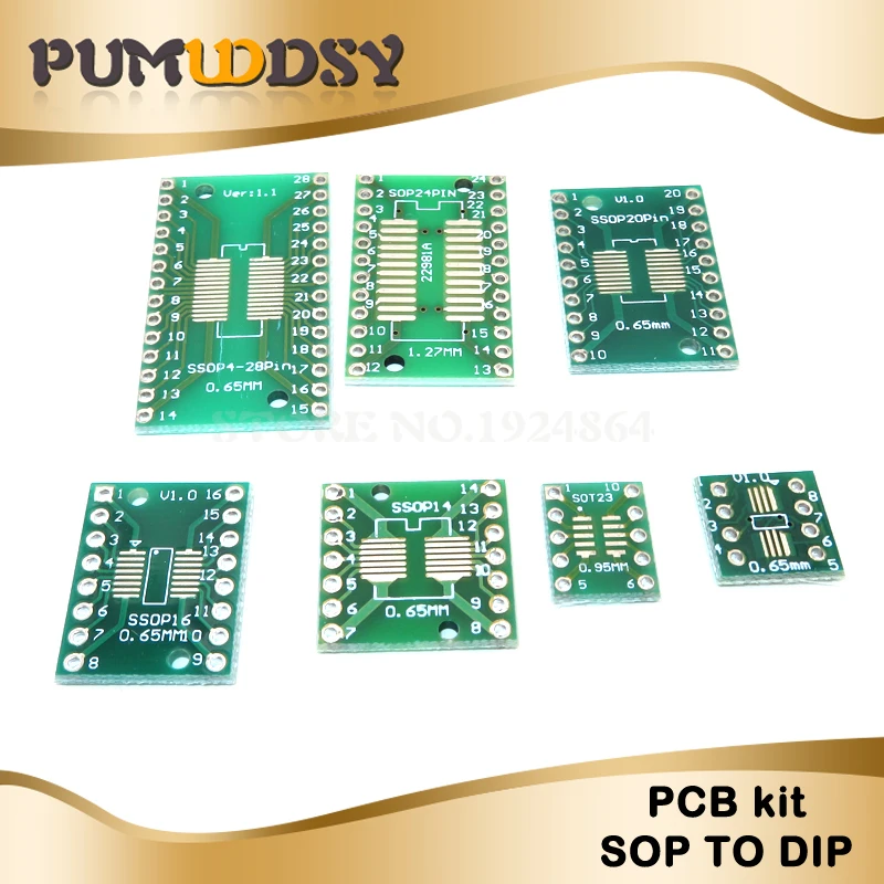 35pcs=7value*5pcs PCB Board Kit SMD Turn To DIP SOP MSOP SSOP TSSOP SOT23 8 10 14 16 20 24 28 SMT To DIP
35pcs=7value*5pcs PCB Board Kit SMD Turn To DIP SOP MSOP SSOP TSSOP SOT23 8 10 14 16 20 24 28 SMT To DIP