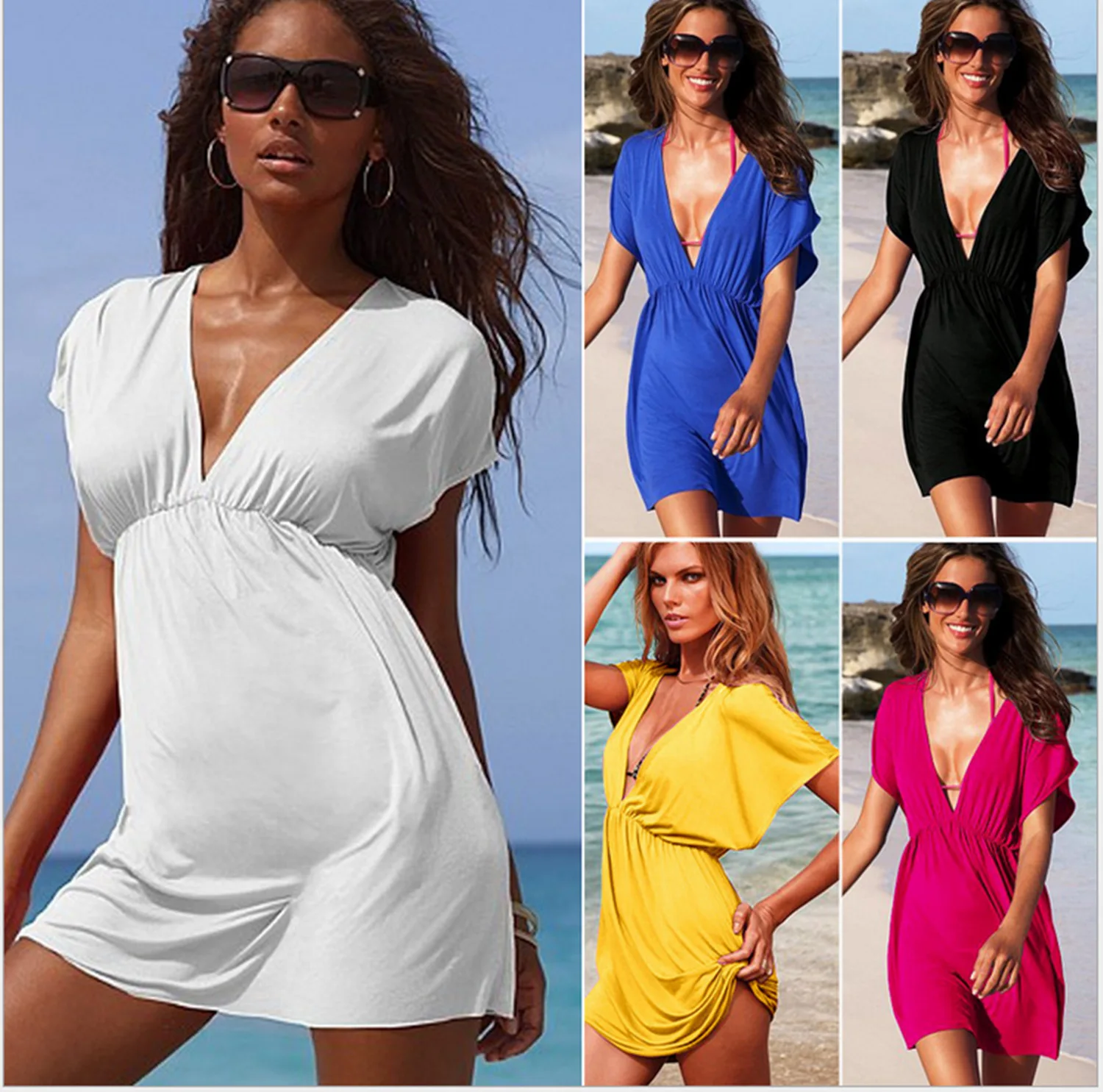 2018 Bikini Cover Up Women Sexy V-neck Wrap Dress Robe de Plage Kaftan Swimwear Tunic Dress Beachwear
2018 Bikini Cover Up Women Sexy V-neck Wrap Dress Robe de Plage Kaftan Swimwear Tunic Dress Beachwear