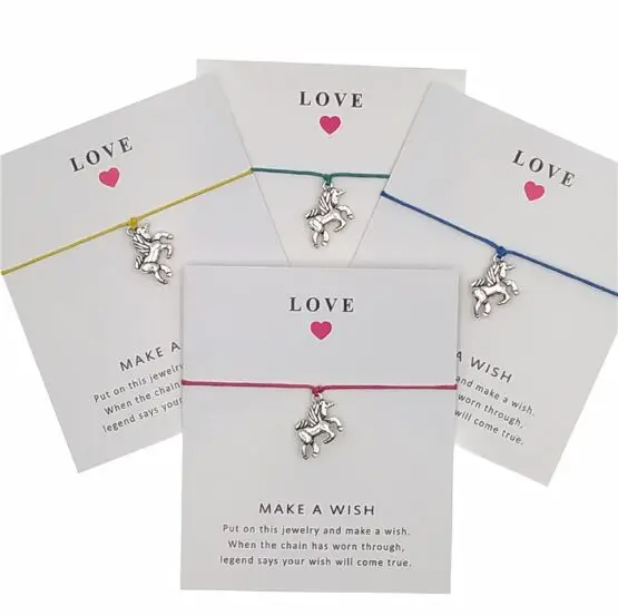 1pcs Unicorn Horse Charm Card Bracelets Make Wish Wax Cords Suede Women Men Girl Boy Unisex Jewelry Gift Adjustable 7100-7103
1pcs Unicorn Horse Charm Card Bracelets Make Wish Wax Cords Suede Women Men Girl Boy Unisex Jewelry Gift Adjustable 7100-7103