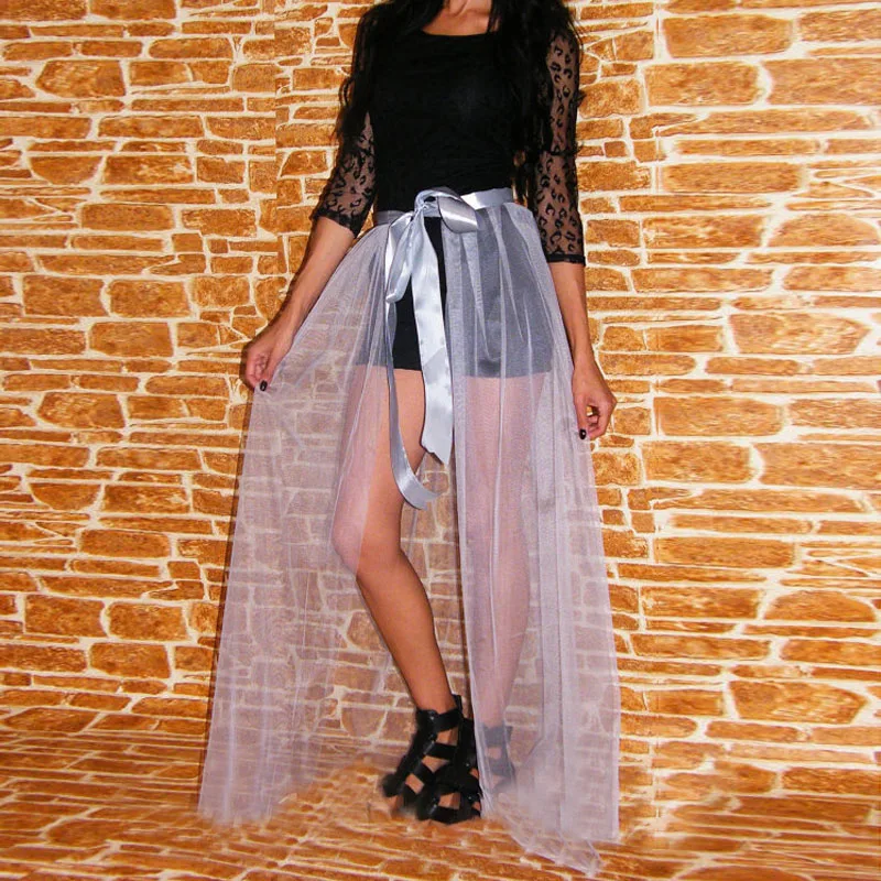 2019 White See Thru Women Tulle Detachable Train Sexy Sash Bow Long Tulle Skirts Over Wrap Skirt Female Maxi Tulle Skirt
2019 White See Thru Women Tulle Detachable Train Sexy Sash Bow Long Tulle Skirts Over Wrap Skirt Female Maxi Tulle Skirt