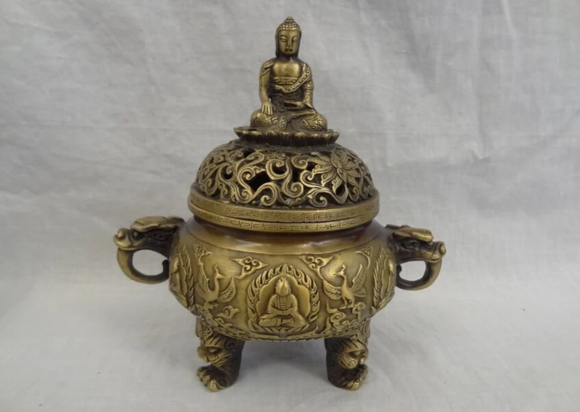S2682 8" Tibet Bronze Buddhism Phoenix Shakyamuni Buddha Statue Incense Burner Censer D0317
S2682 8" Tibet Bronze Buddhism Phoenix Shakyamuni Buddha Statue Incense Burner Censer D0317