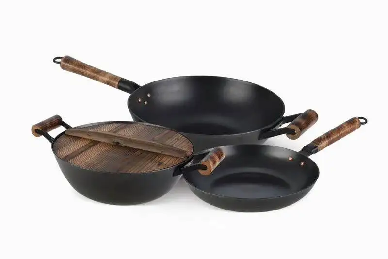 Cast Iron Kitchen Cookware Set Black Color 3-Piece Set Frying Pan Wok and Soup Pot with Wood Cover Cooking Tool Sets
Cast Iron Kitchen Cookware Set Black Color 3-Piece Set Frying Pan Wok and Soup Pot with Wood Cover Cooking Tool Sets