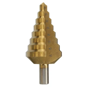 10-45MM 8 Step Titanium Coated HSS Straight flute Step Cone Drill Hole Cutter Bit Gold
10-45MM 8 Step Titanium Coated HSS Straight flute Step Cone Drill Hole Cutter Bit Gold