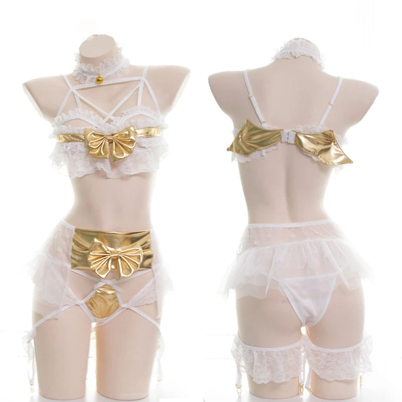 Women's Lingerie Set Lolita Girls Sexy Golden Little Devil Lace Voile Bowknot Intimates Set Cosplay Underwear Bra & Panties
Women's Lingerie Set Lolita Girls Sexy Golden Little Devil Lace Voile Bowknot Intimates Set Cosplay Underwear Bra & Panties