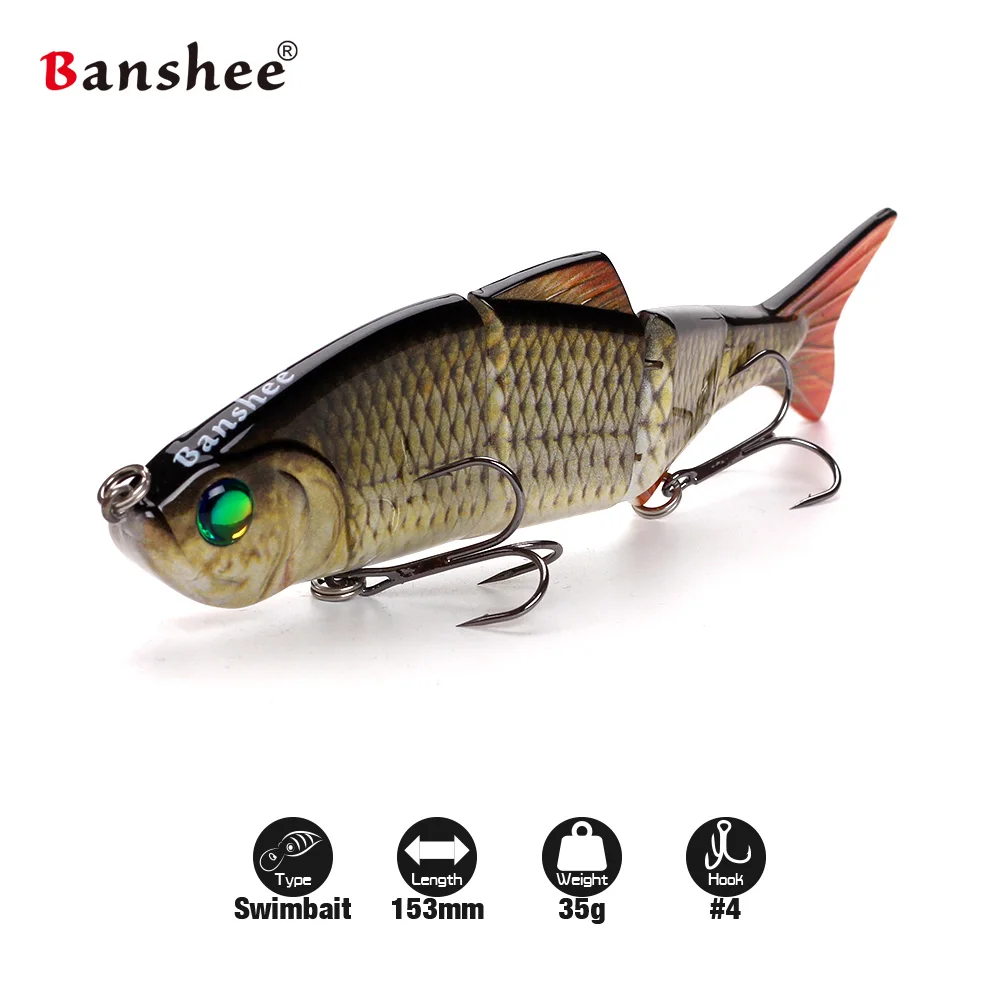 Banshee 153mm 35g Nexus Prophecy MM VMJ04-6 section artificial hard bait Multi 4 Jointed Sinking lifelike swimbait for bass
Banshee 153mm 35g Nexus Prophecy MM VMJ04-6 section artificial hard bait Multi 4 Jointed Sinking lifelike swimbait for bass