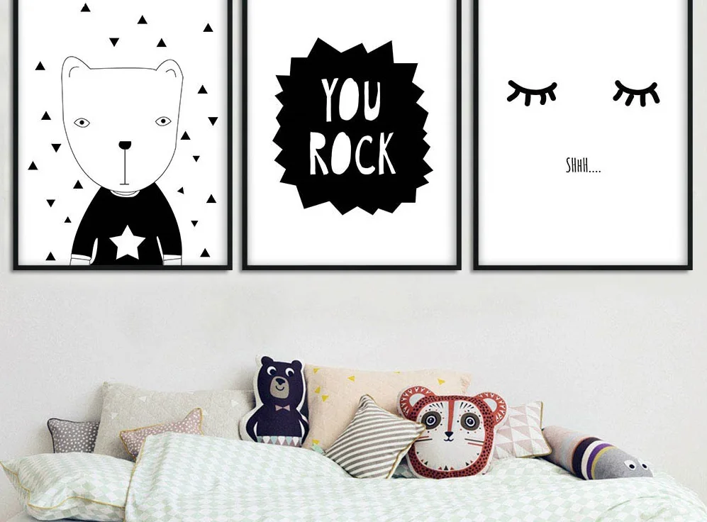 Black-White-Cartoon-Bear-Nordic-Poster-Nursery-Canvas-Wall-Art-Print-Modern-Painting-Decorative-Picture-Boys(1)