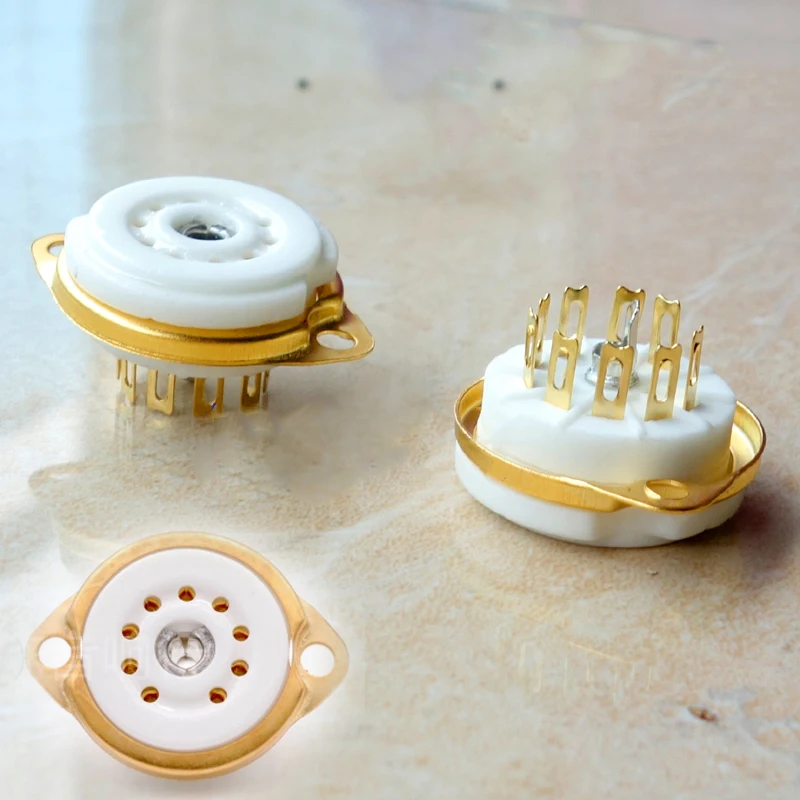 1Pcs Ceramic Vacuum Tube Seat Valve Base Small 9 Foot Pin Gold Plate Tube Socket PCB for12AX7 ECC83 12AU7 etc.
1Pcs Ceramic Vacuum Tube Seat Valve Base Small 9 Foot Pin Gold Plate Tube Socket PCB for12AX7 ECC83 12AU7 etc.