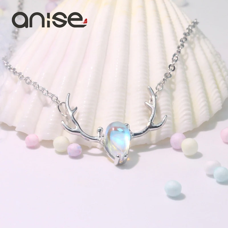 Anise Cute Multicolor Moonstone Reindeer Clavicle Chain Woman Water Drop Pendant Choker Necklace Girls Silver Color Jewelry
Anise Cute Multicolor Moonstone Reindeer Clavicle Chain Woman Water Drop Pendant Choker Necklace Girls Silver Color Jewelry