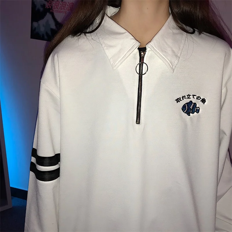 2019 Korean Retro Japanese Fish Patch Embroidery Zipper T-shirt Harajuku Ulzzang Long-sleeved Tshirt
2019 Korean Retro Japanese Fish Patch Embroidery Zipper T-shirt Harajuku Ulzzang Long-sleeved Tshirt