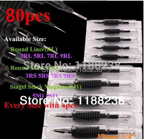 80 X Disposable Tattoo Machine Grip Tube 3/4"(19mm) with Suited Needles Assorted 3/5/7/9 RL 3/5/7/9 RS 5/7 M1 ink kit supply
80 X Disposable Tattoo Machine Grip Tube 3/4"(19mm) with Suited Needles Assorted 3/5/7/9 RL 3/5/7/9 RS 5/7 M1 ink kit supply
