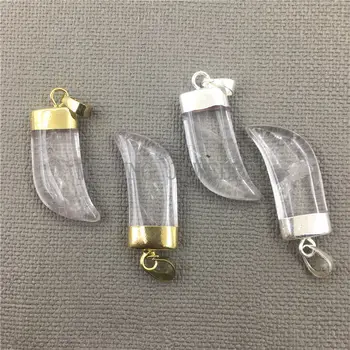 MY0182 Horn Tusk Pendant Charm with Pure Gold or Silver Color Cap,Clear Crystal Quartz Pendant
MY0182 Horn Tusk Pendant Charm with Pure Gold or Silver Color Cap,Clear Crystal Quartz Pendant