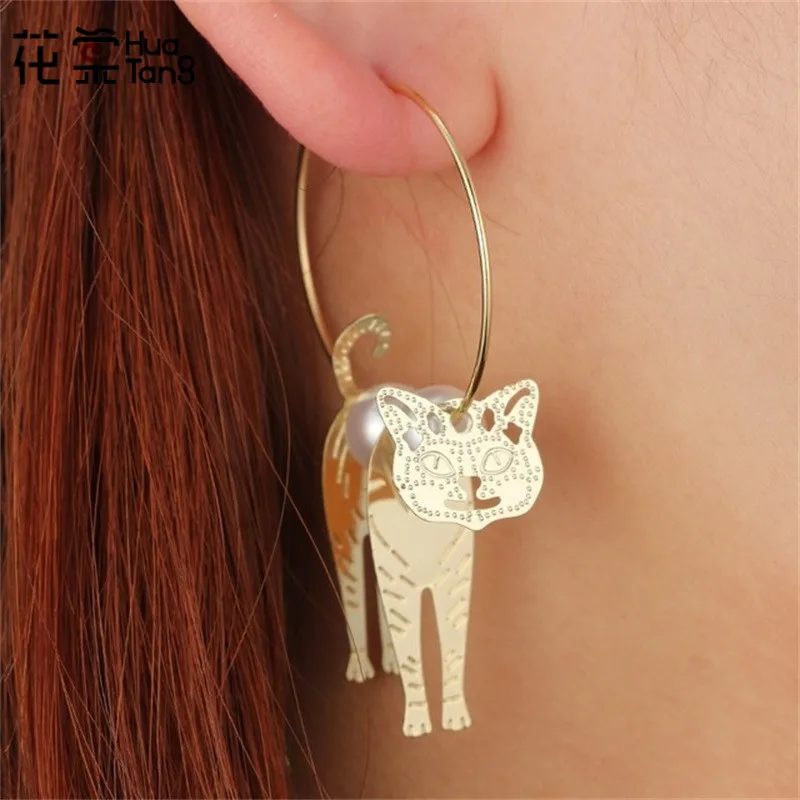 HuaTang Cute Animal Cat Hoop Earrings Fashion Gold Big Round Earrings for Women Dangler Brincos Jewelry Statement Gift 5994
HuaTang Cute Animal Cat Hoop Earrings Fashion Gold Big Round Earrings for Women Dangler Brincos Jewelry Statement Gift 5994