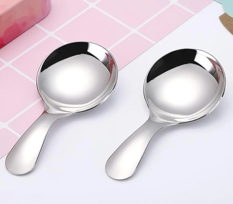 Cute Mini Stainless Steel Kids Spoon Ice Cream Spoon Short Handle Sugar Spice Spoon Small Tea Coffee Scoop Kitchen Accessories (7)