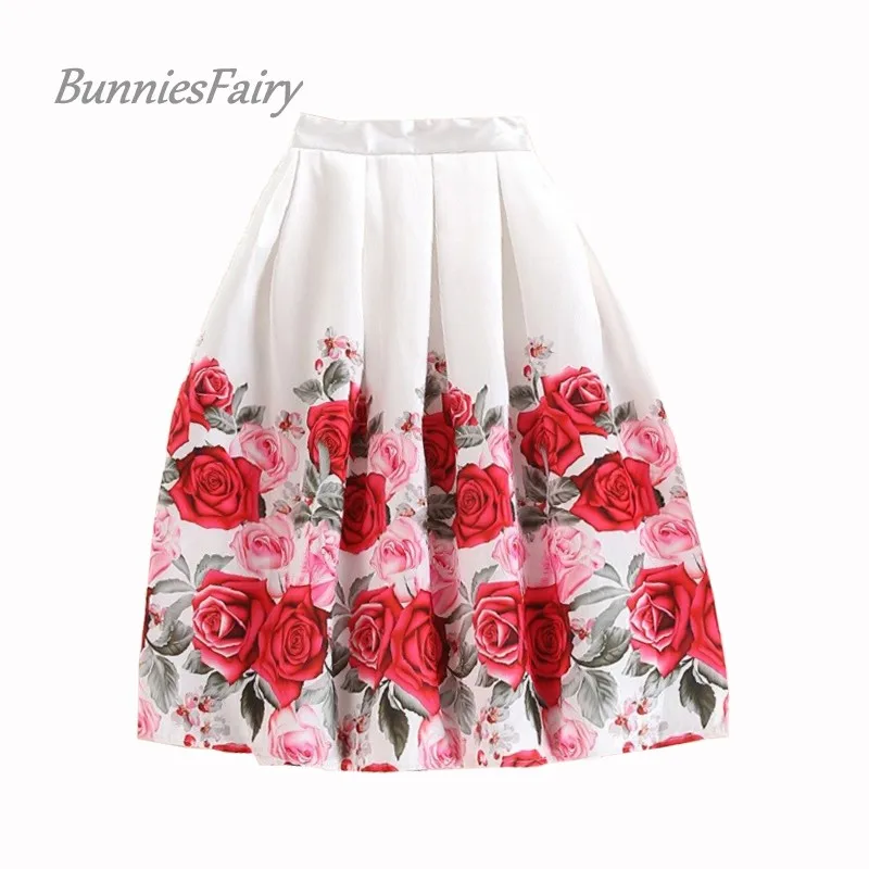 BunniesFairy 2018 Summer Style Elegant Vintage Romantic Pink Multicolor Rose Flower Floral Print High Waist Puff Pleated Skirt
BunniesFairy 2018 Summer Style Elegant Vintage Romantic Pink Multicolor Rose Flower Floral Print High Waist Puff Pleated Skirt
