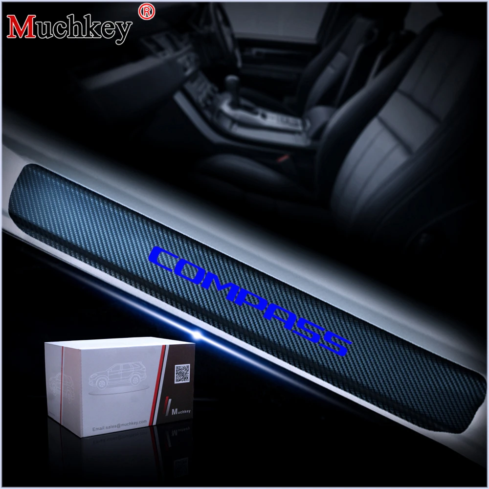 For Renegade 4PCS Car Door Sill Cover Carbon Sticker For Jeep Accessories
