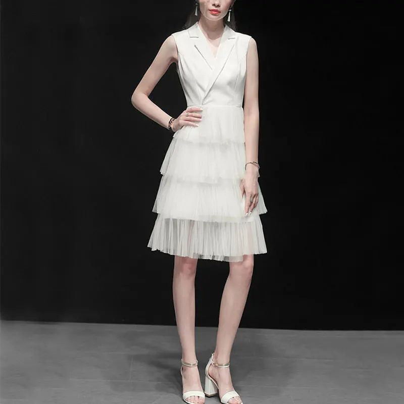 2019 summer new vintage white slim mesh dress elegant women high waist office chiffon patchwork notched layer cake tulle dress
2019 summer new vintage white slim mesh dress elegant women high waist office chiffon patchwork notched layer cake tulle dress