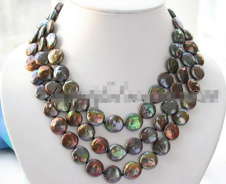 FREE SHIPPING ***** Z3245 3row 14mm black coin freshwater pearl necklace SIVLER CLASP
FREE SHIPPING ***** Z3245 3row 14mm black coin freshwater pearl necklace SIVLER CLASP