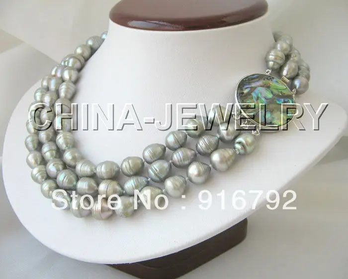 free P&P >>>>>Beautiful 3row 13mm gray baroque FW pearl necklace-abalone shell clasp
free P&P >>>>>Beautiful 3row 13mm gray baroque FW pearl necklace-abalone shell clasp